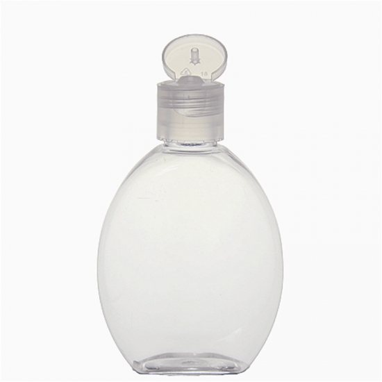 110ml 3.7 oz επίπεδο στρογγυλό σχήμα PET squeezable sanitizer χεριών το μπουκάλι με τα τοπ καλύμματα κτυπήματος